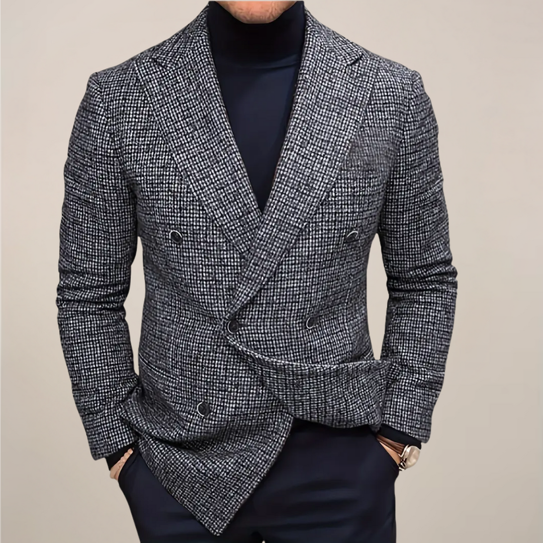Men's slim fit check blazer. Ideal for smart casual events & tailored style.