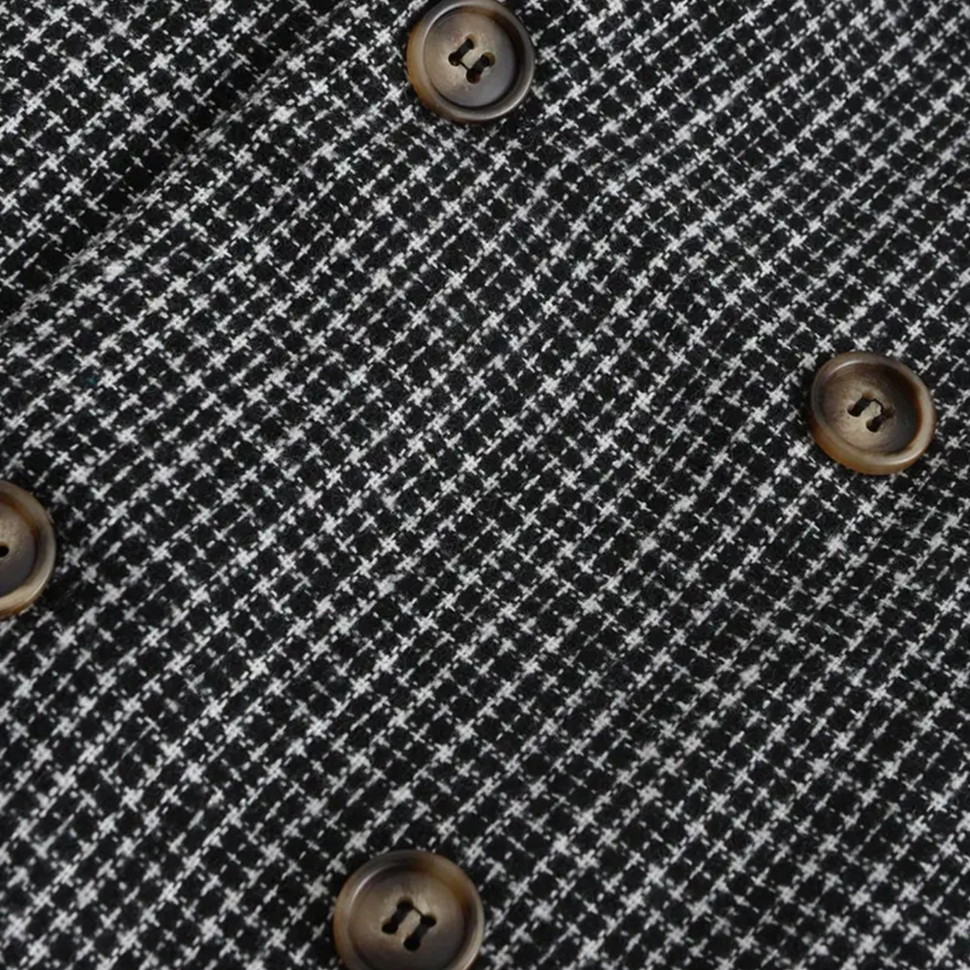 Slim fit men's blazer with a stylish check pattern. Smart casual tailored jacket.