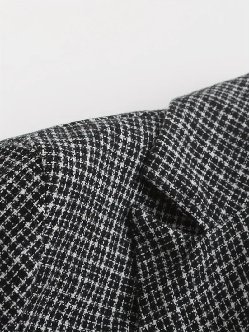 Men's slim fit check double-breasted blazer, a versatile formal jacket for business attire & smart casual.