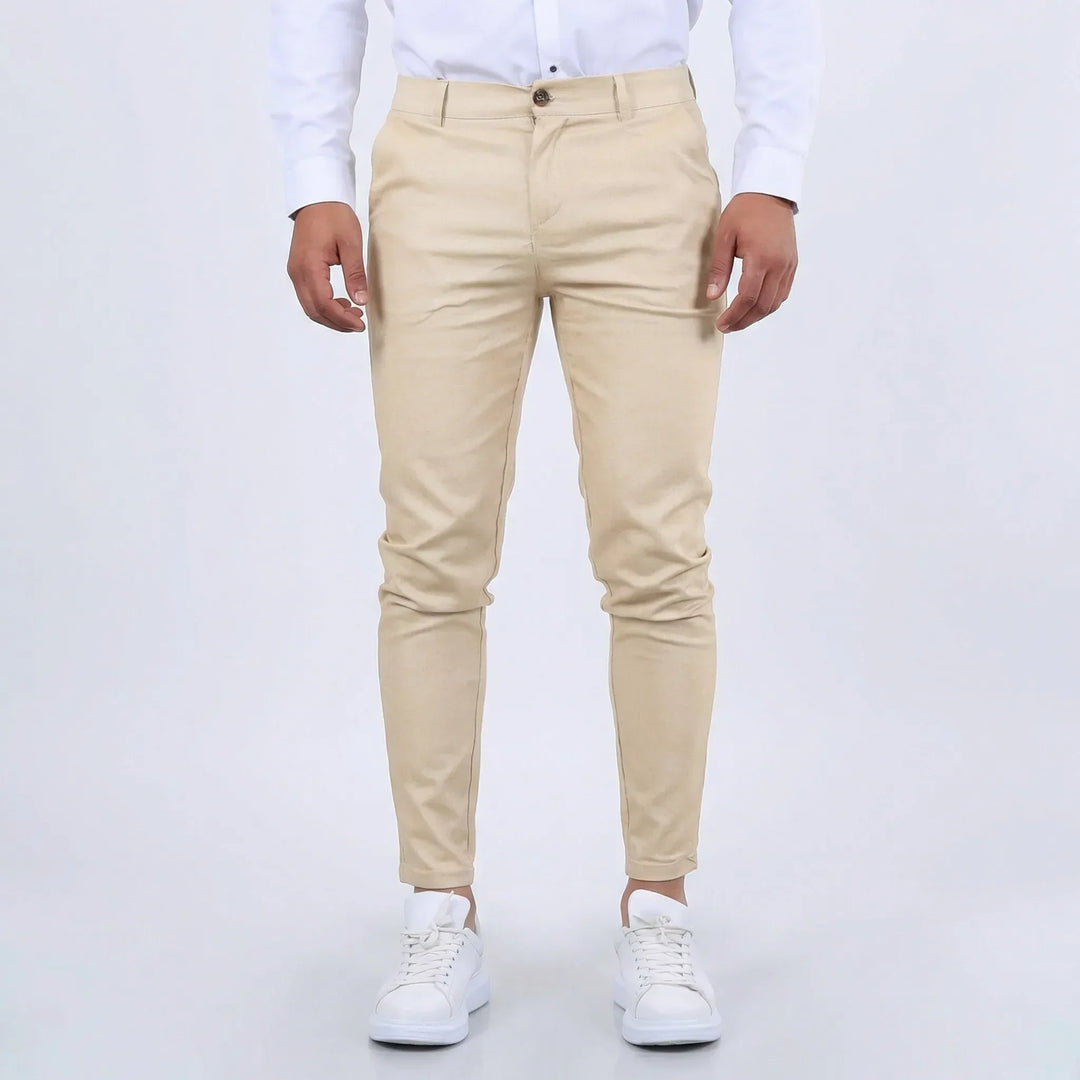Tapered slim fit Marco chino pants for men, offering modern style & everyday comfort.
