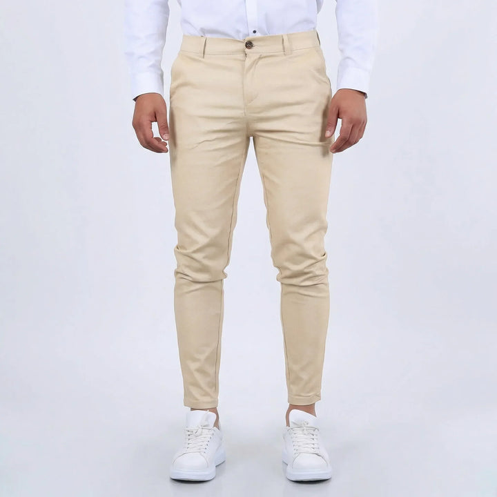 Tapered slim fit Marco chino pants for men, offering modern style & everyday comfort.