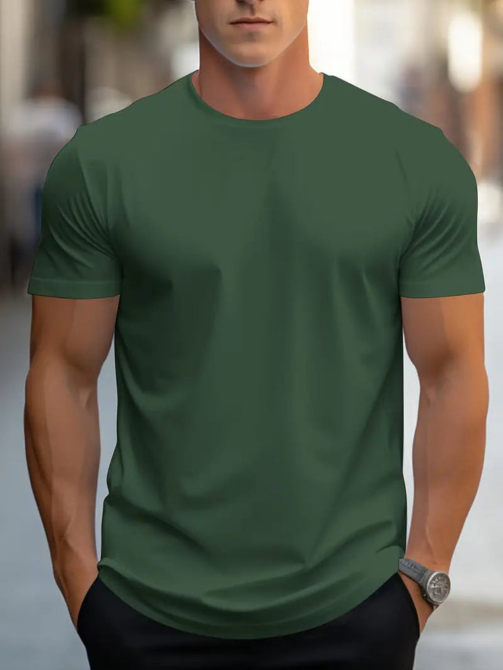 Classic men's basic crew neck t-shirt. Slim fit, short sleeve for everyday casual fashion.