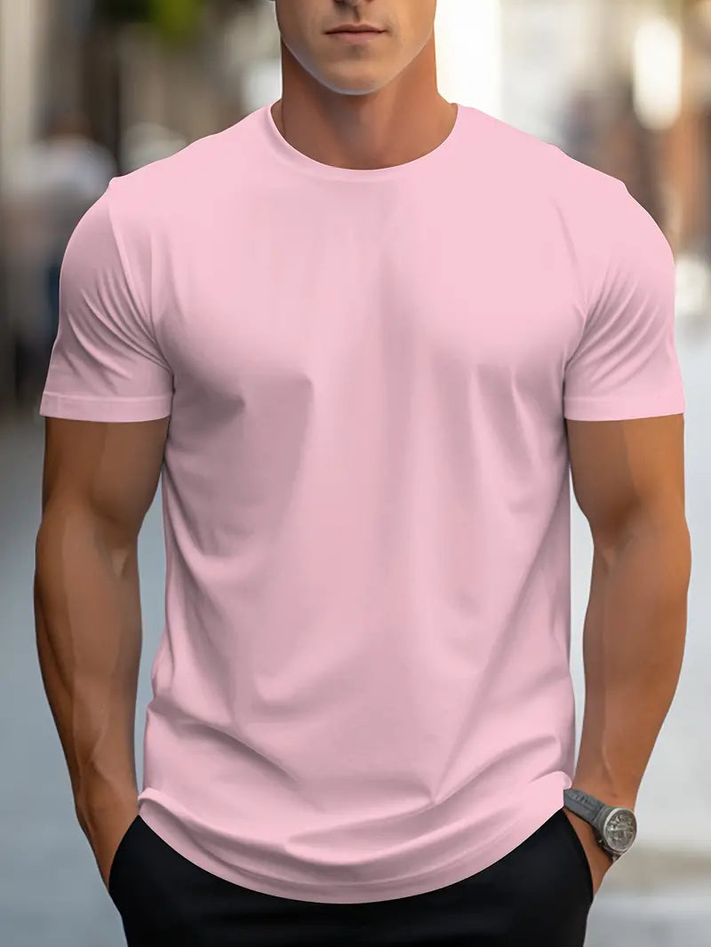 Slim fit men's basic crew neck t-shirt, ideal for a modern, tailored everyday fashion look.