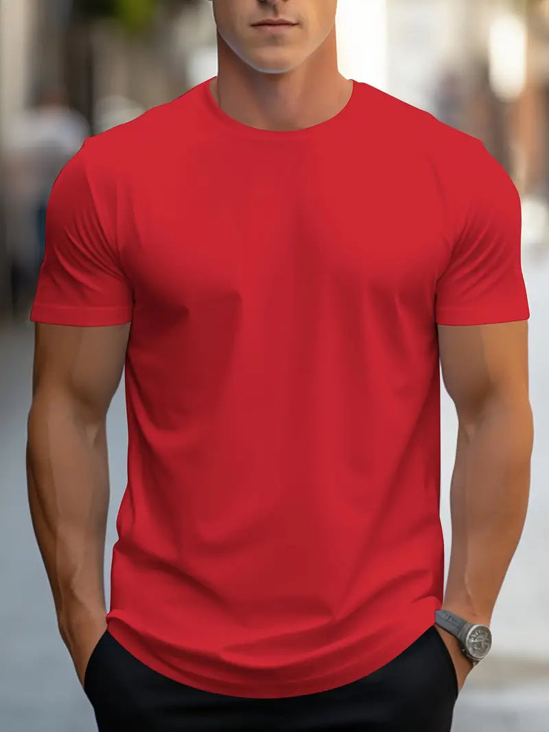 Essential men's layering crew neck t-shirt. Slim fit short sleeve tee for versatile casual wear.