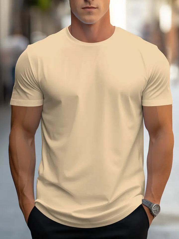 Men's short sleeve crew neck t-shirt, a versatile basic tee for modern everyday fashion.