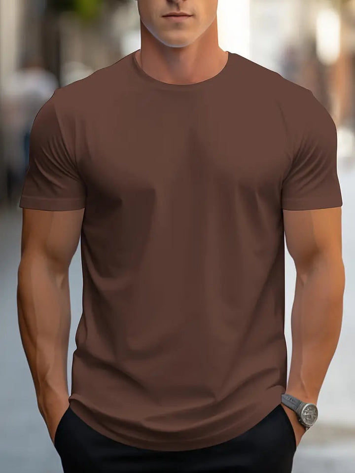 Sleek men's slim fit crew neck tee. Modern short sleeve t-shirt, perfect for everyday wear.