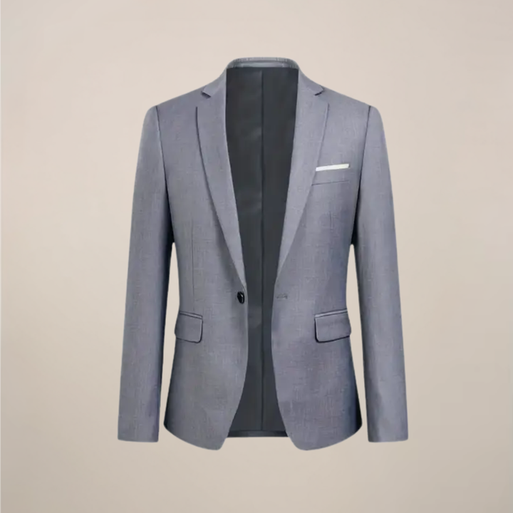 Sophisticated men's grey three-piece slim fit suit, perfect for weddings, business, or any formal occasion.