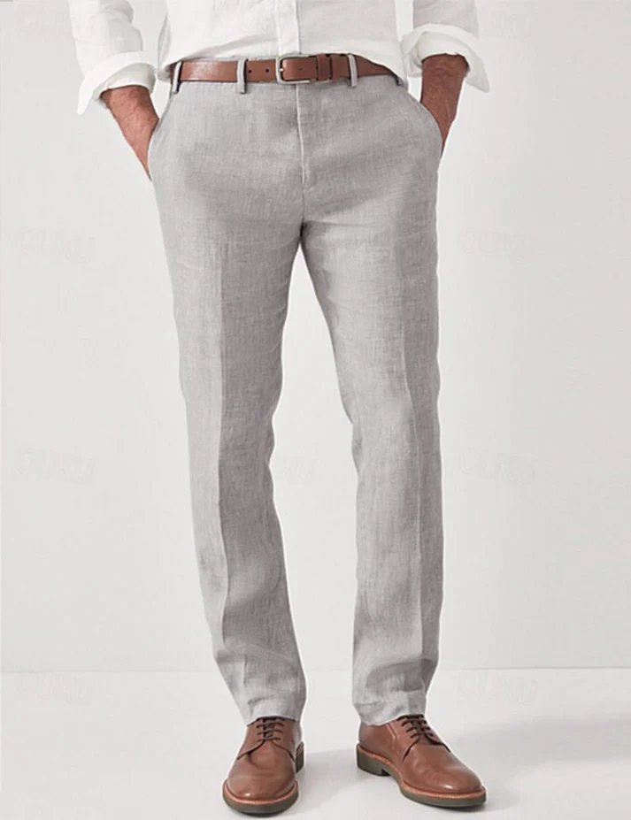 Lightweight men's linen slim fit pants for ultimate summer comfort & modern casual fashion.