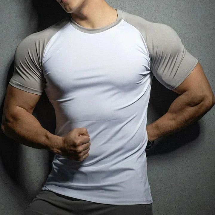 Men's slim fit muscle shirt, designed for an athletic physique, enhancing body contours with comfortable stretch fabric.