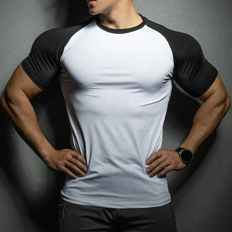 Physique-enhancing men's slimming shirt with athletic muscle fit. Made from comfortable stretch fabric for a tailored look.