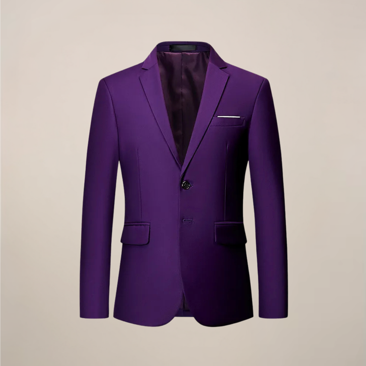 Elegant men's formal blazer with classic lapels, a slim fit, perfect for sophisticated event wear.