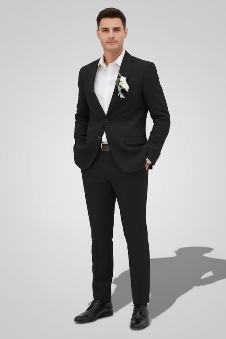 Modern tailored slim fit men's suit. Perfect smart casual attire for summer weddings & events.