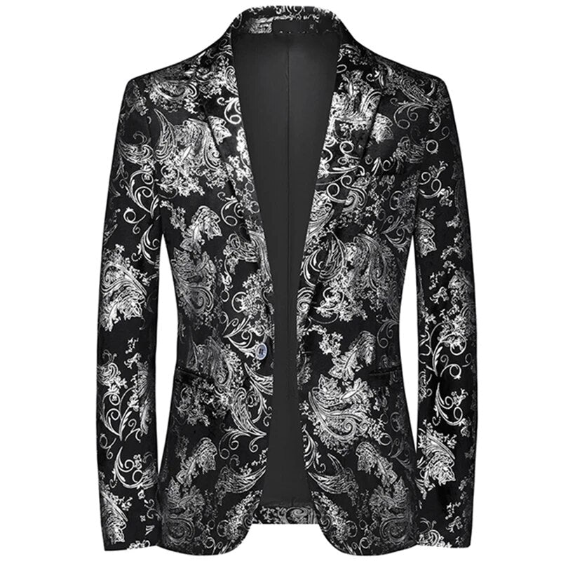 Men's slim-fit patterned blazer, ideal for modern formal wear, business casual outfits, or evening events.