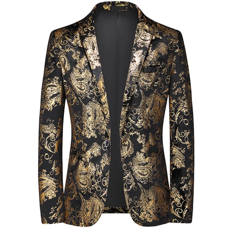 Sharp men's patterned slim-fit blazer, perfect for a contemporary formal look, business meetings, or special events.