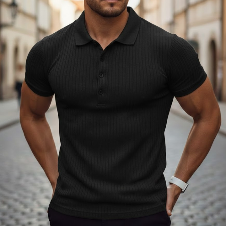 Breathable men's slim fit short sleeve polo. Ideal for athletic wear & warm weather comfort.