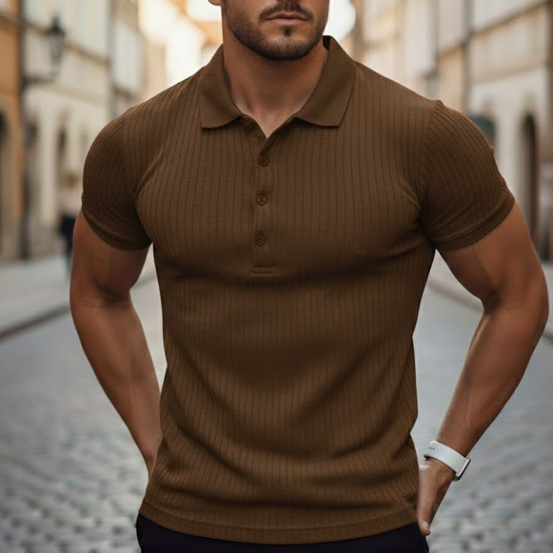 Men's fashion: Slim fit short sleeve polo shirt, a comfortable and stylish top for daily wear.
