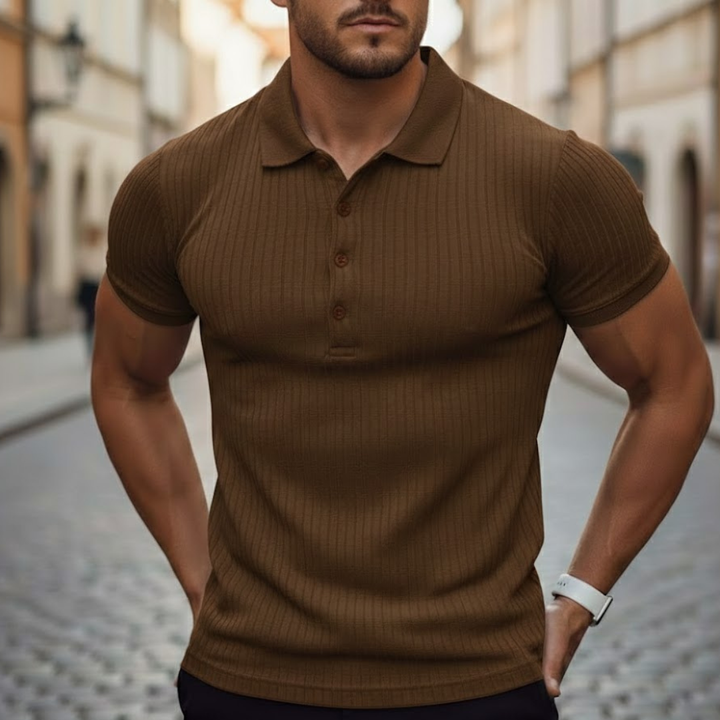 Men's fashion: Slim fit short sleeve polo shirt, a comfortable and stylish top for daily wear.