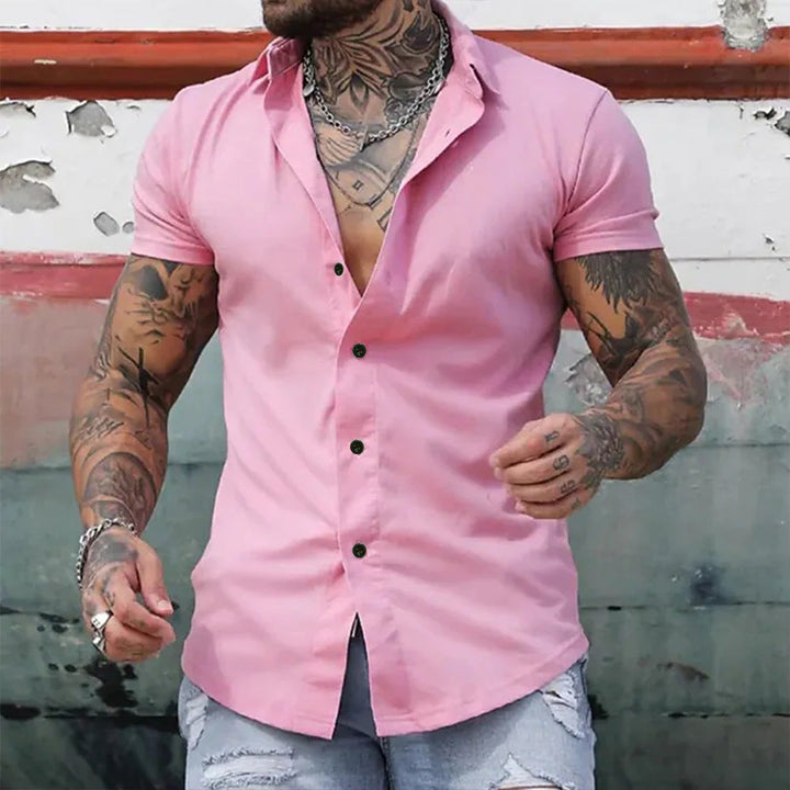 Everyday men's slim fit short sleeve shirt, designed for comfort and modern casual wear.