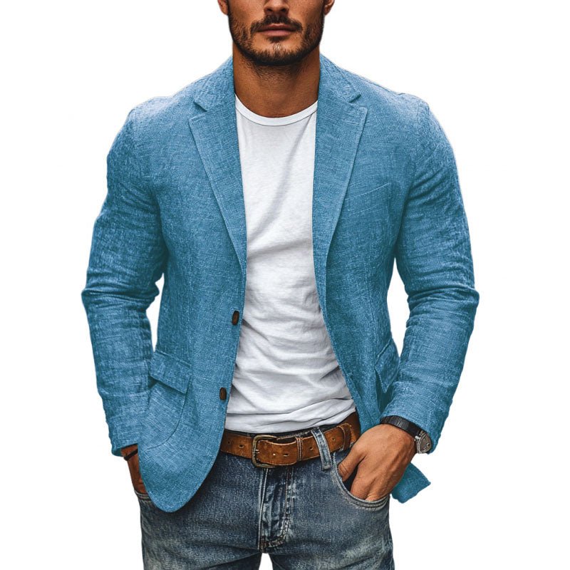 Men's single-breasted slim fit blazer with notch lapel. Ideal for wedding attire, formal events, & modern men's fashion.