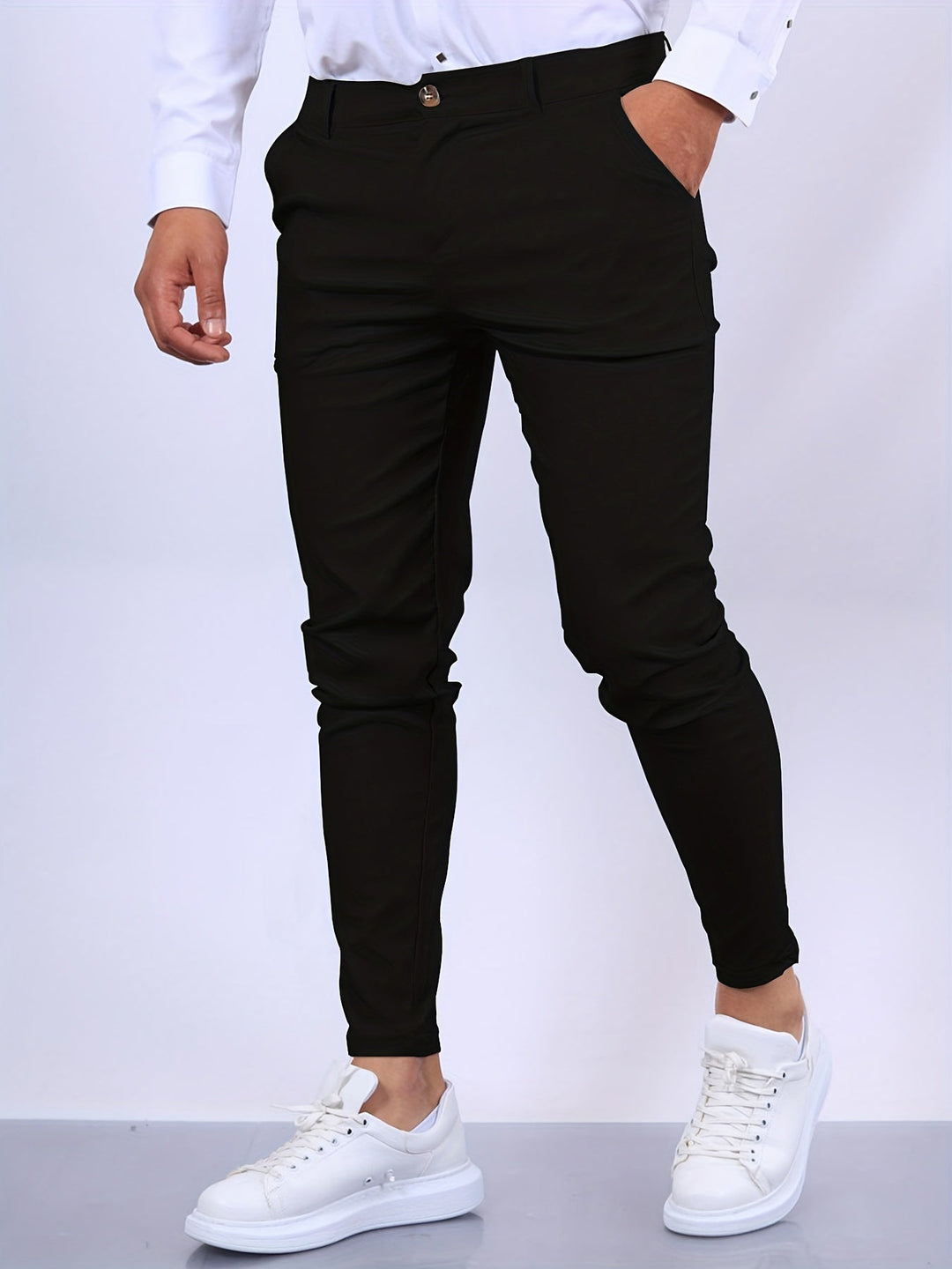 Comfortable men's slim fit stretch chino pants, ideal for everyday casual wear.