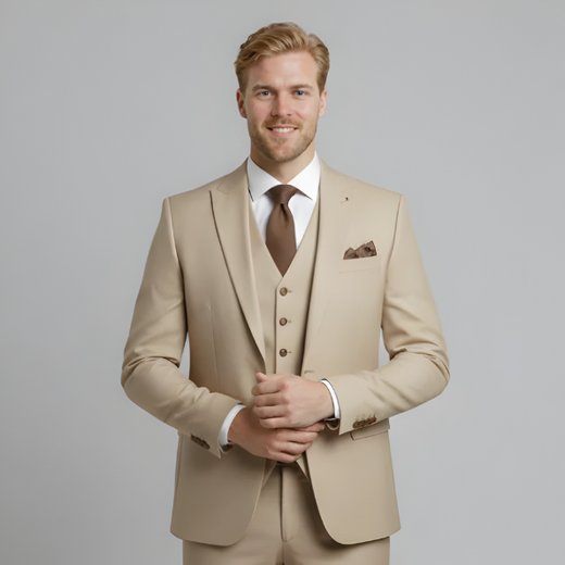 Men's slim fit three-piece suit for weddings, formal events, and special occasions. Tailored for a sharp look.