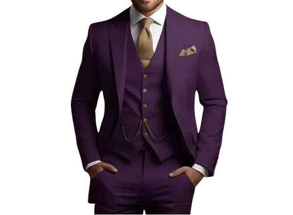 Sophisticated men's slim fit three-piece suit. The ultimate formal wear for weddings & special events.
