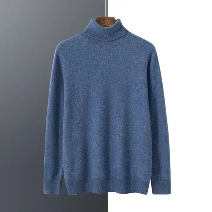 High-quality men's slim fit turtleneck sweater, a staple for versatile modern fashion and comfortable winter wear.