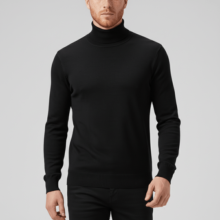 Men's slim-fit turtleneck sweater, Toby, perfect for sleek winter fashion & layering.