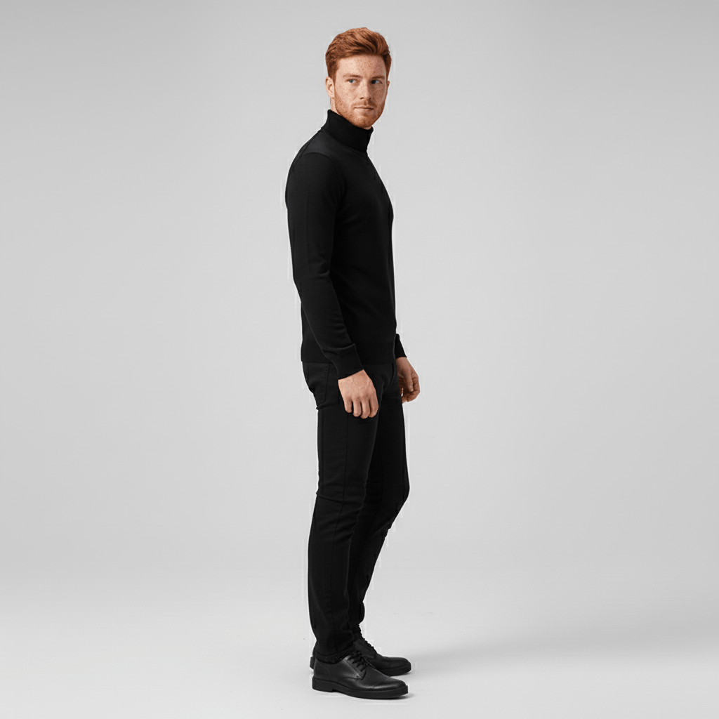 Men's Toby slim-fit turtleneck sweater, perfect for elegant layering & warmth.