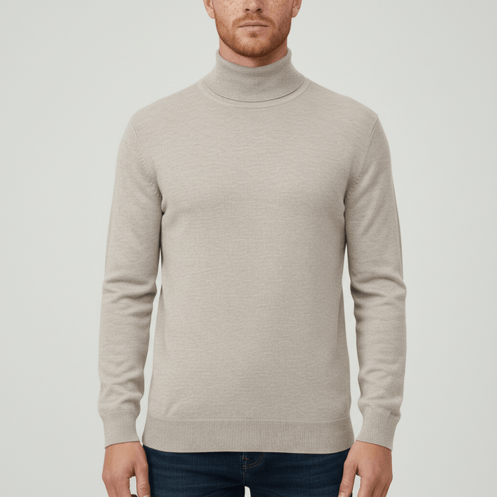 Versatile men's slim-fit turtleneck sweater, Toby, for smart and casual occasions.
