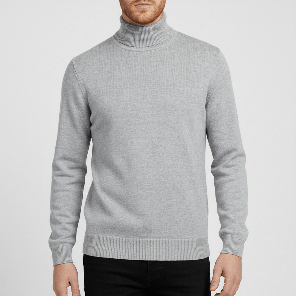 Slim-fit men's turtleneck sweater by Toby, offering a sleek and cozy feel.