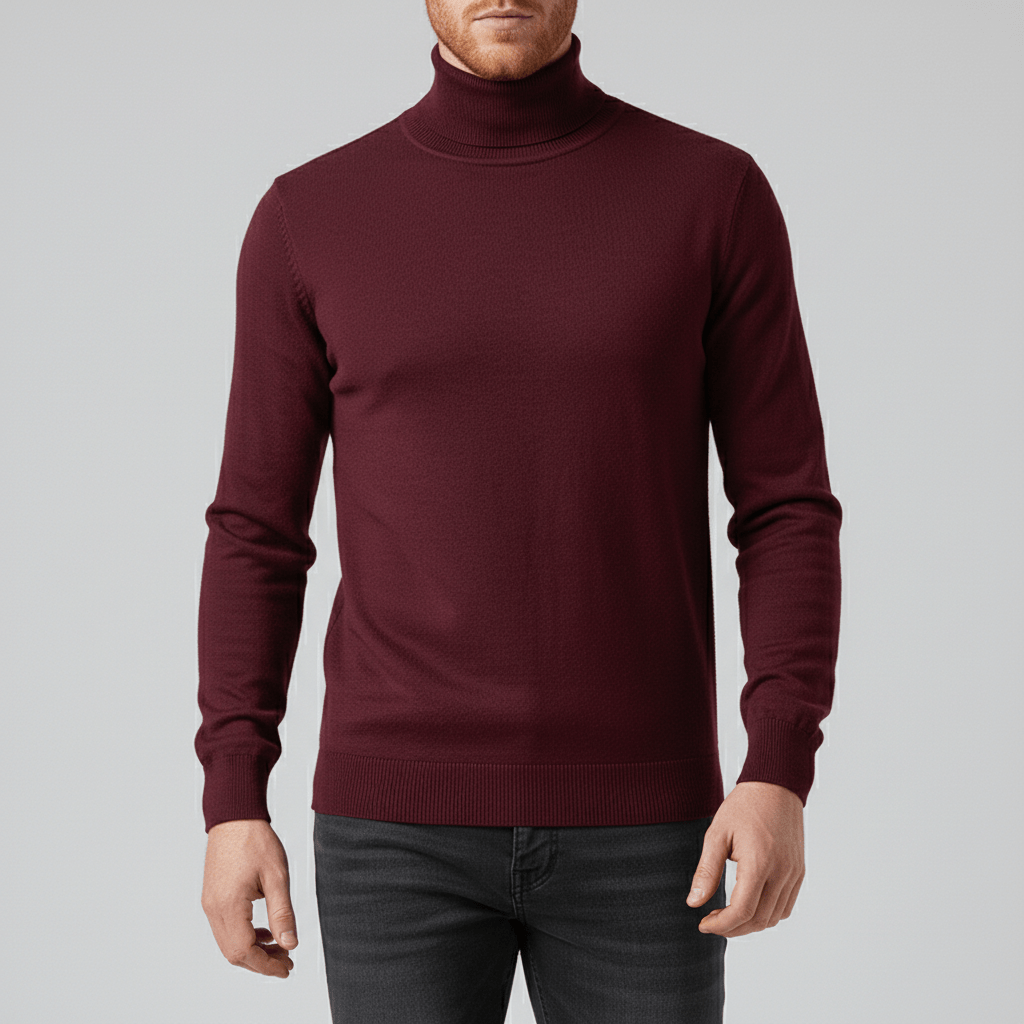 Men's elegant slim-fit turtleneck sweater, Toby, for a polished winter look.