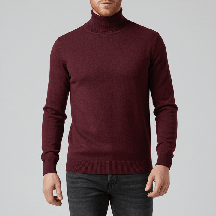 Men's elegant slim-fit turtleneck sweater, Toby, for a polished winter look.