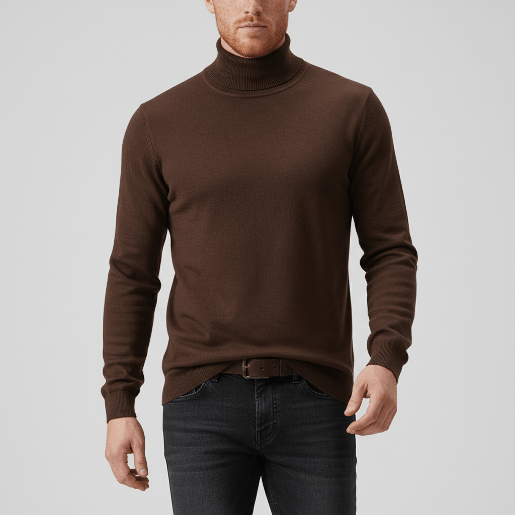 Sophisticated Toby men's slim-fit turtleneck sweater, perfect for office or casual chic.