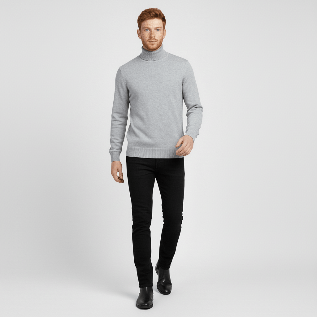 Classic men's Toby slim-fit turtleneck sweater, comfortable for daily wear.