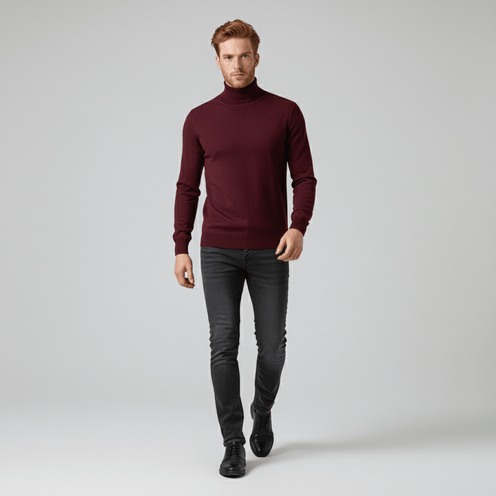 Modern men's Toby turtleneck sweater, slim fit for a sharp, elegant look.