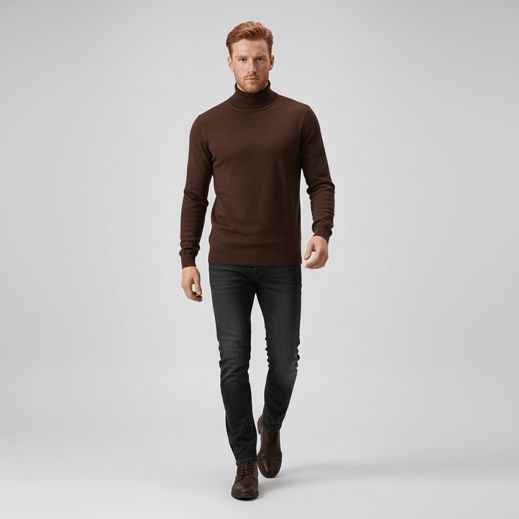 Men's Toby slim-fit turtleneck sweater, essential for a sophisticated winter wardrobe.
