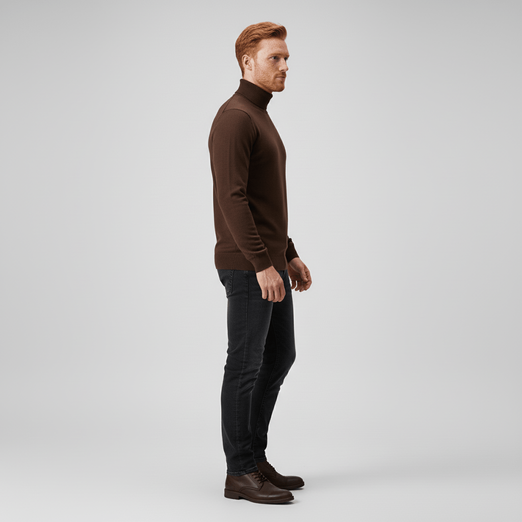 Comfortable men's slim-fit turtleneck sweater, Toby, great for office fashion.