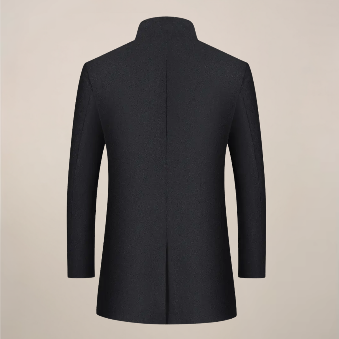 Classic men's slim fit trench coat. Ideal business casual & formal winter outerwear with stand collar.