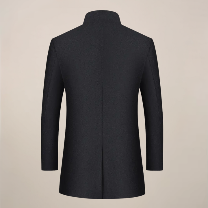 Classic men's slim fit trench coat. Ideal business casual & formal winter outerwear with stand collar.