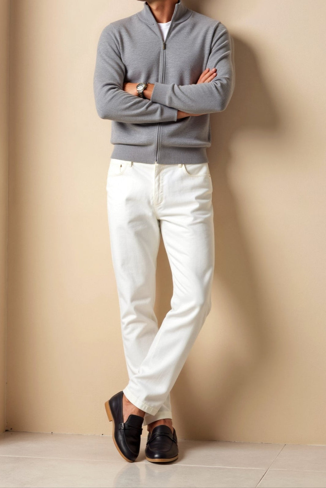 Lightweight men's slim fit zip jacket. Versatile casual outerwear, great for all seasons and modern fashion.