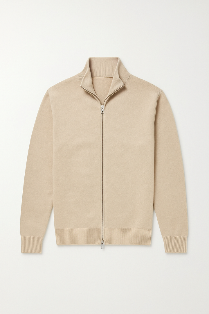 Men's stylish slim fit zip jacket offers modern comfort. Lightweight, stand collar design, perfect all seasons outerwear.