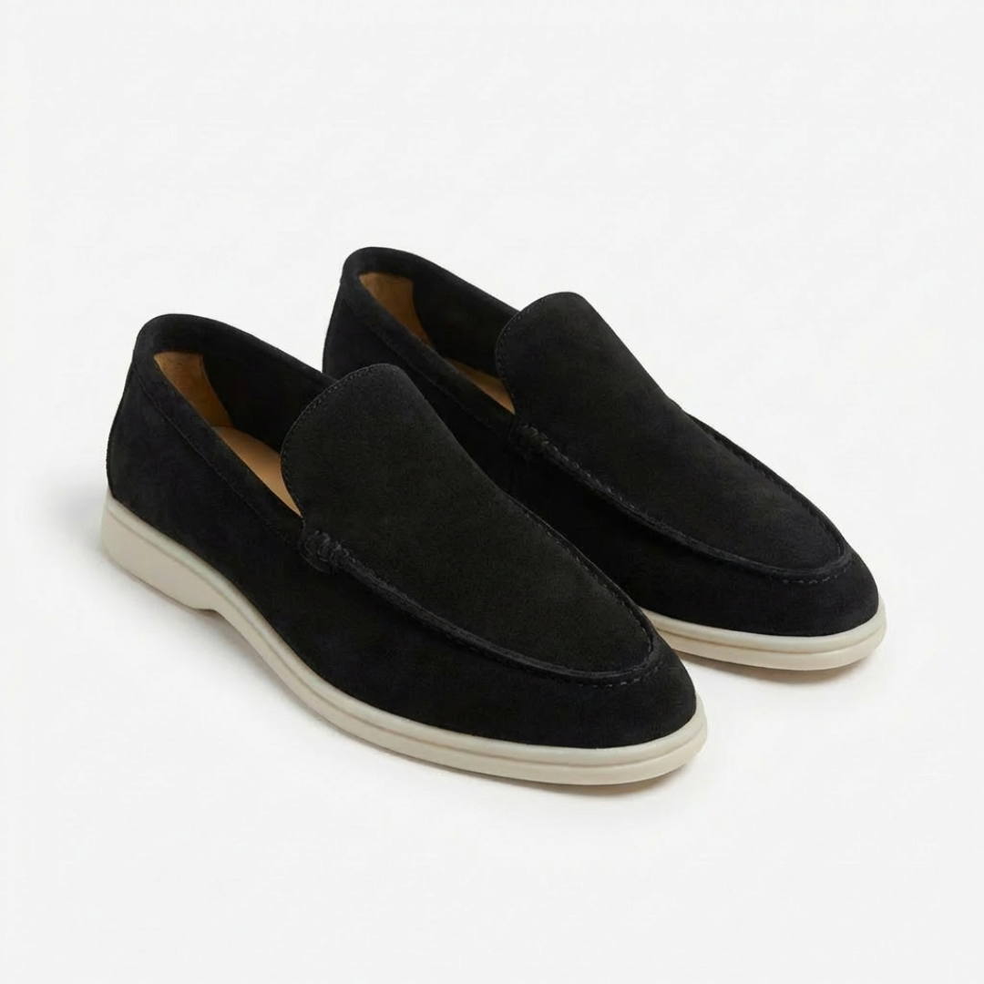 Stylish men's casual slip-on loafers, with a contrasting sole & elegant exposed stitching detail.