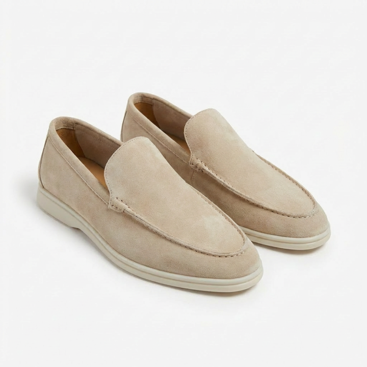 Classic men's slip-on loafers, perfect for casual style, featuring exposed stitching & contrast sole.
