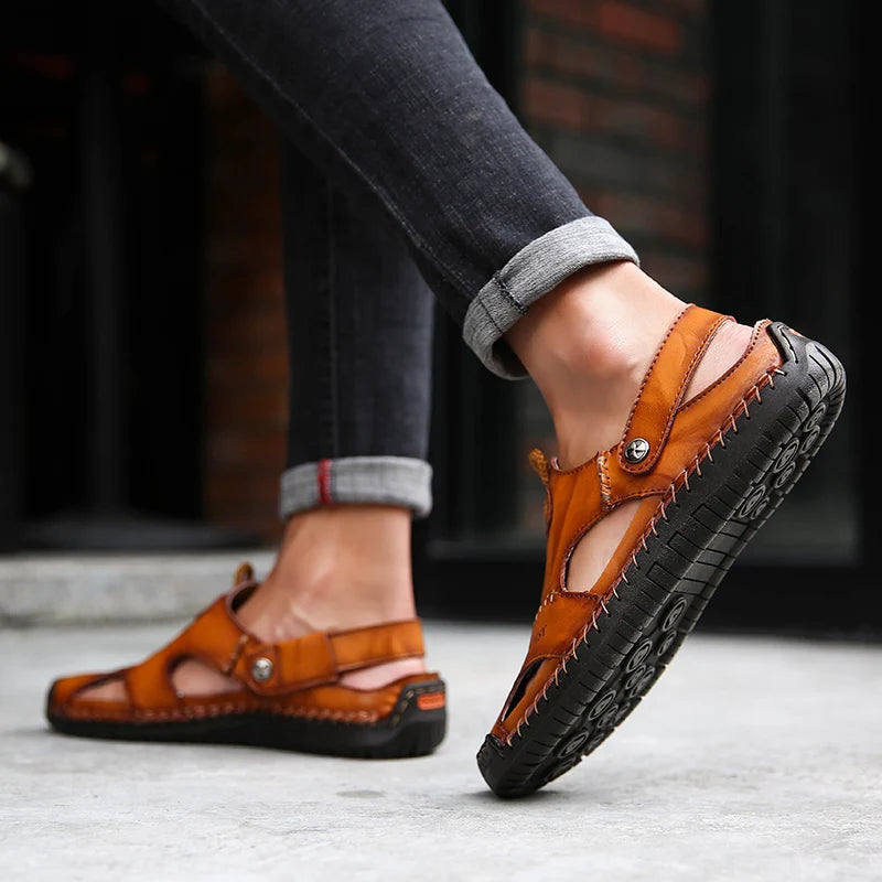 Men's comfortable daily wear slip-on sandals, closed-toe, offering arch support.