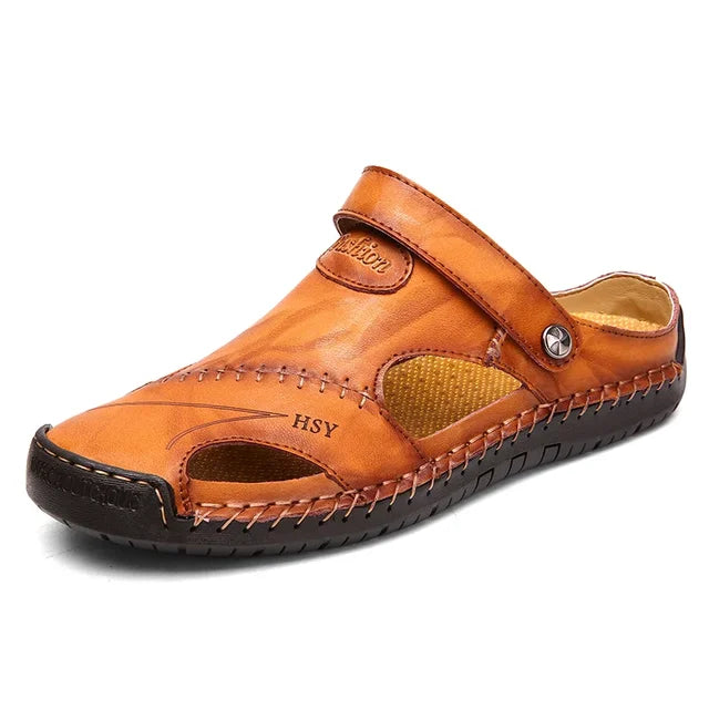 Versatile men's slip-on sandals, closed-toe, breathable, suitable for daily & outdoor wear.