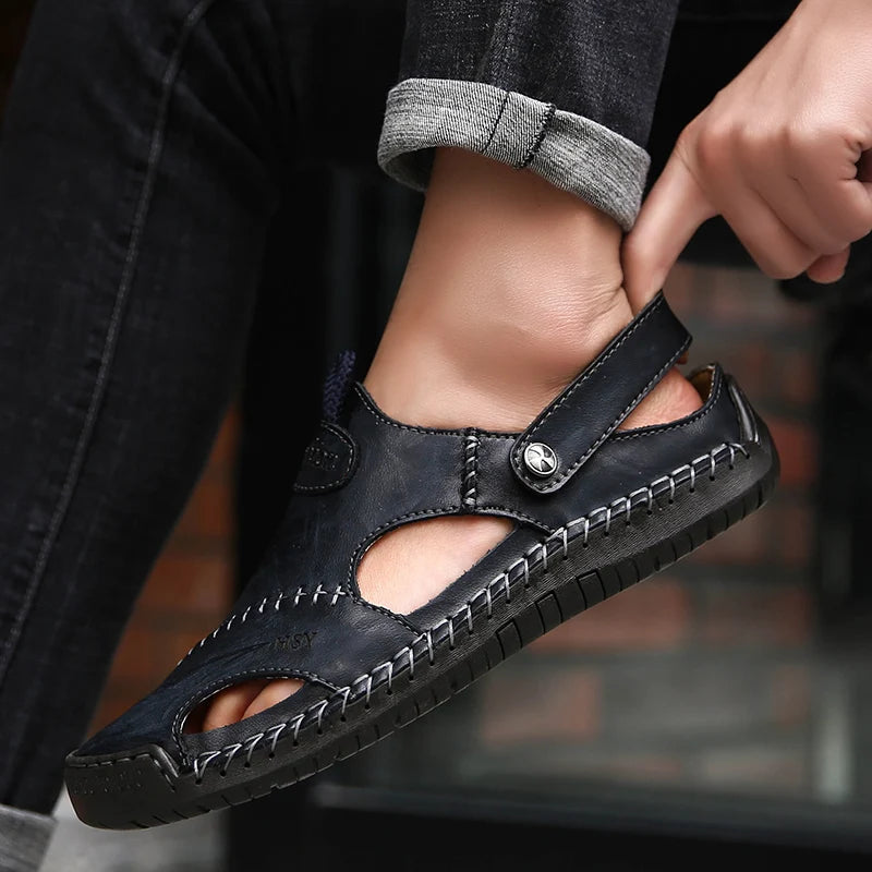 Comfortable men's slip-on sandals with arch support for daily casual wear.