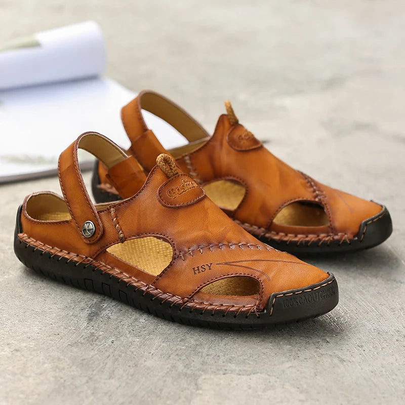 Lightweight, breathable men's slip-on sandals with closed-toe design for daily comfort.