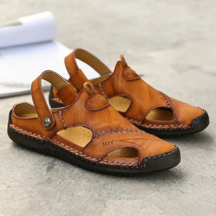 Lightweight, breathable men's slip-on sandals with closed-toe design for daily comfort.