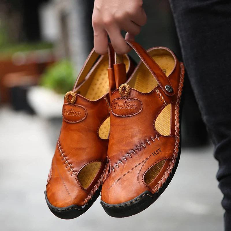 Durable outdoor men's slip-on sandals, closed-toe, non-slip for summer adventures.